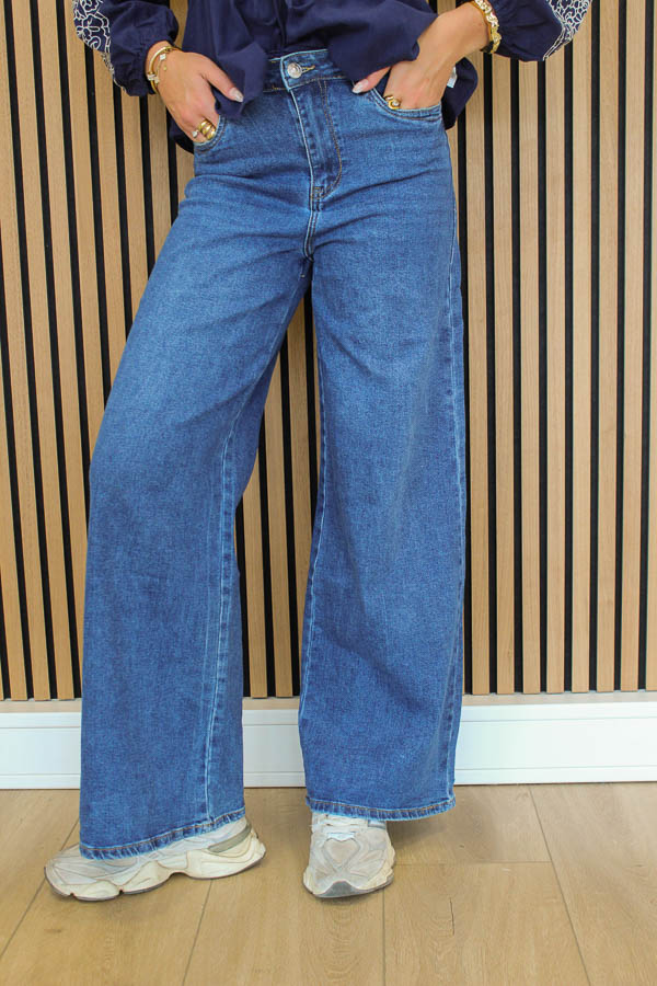 Palazzo wide jeans midblauw | Gaby