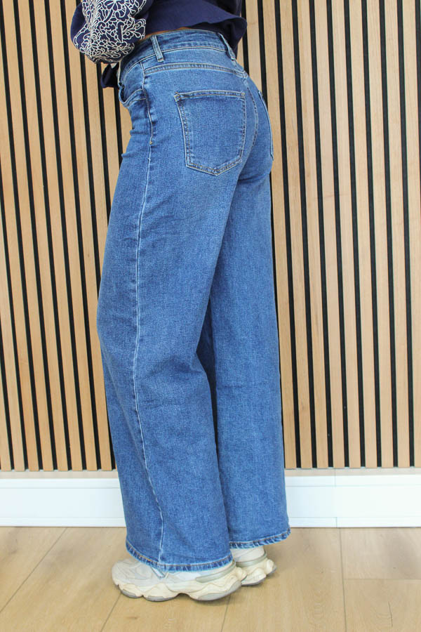 Palazzo wide jeans midblauw | Gaby - Afbeelding 2