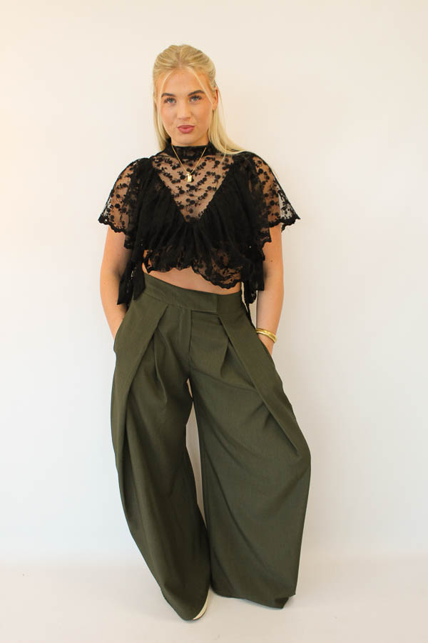 Pantalon plooi army | Elisa - Afbeelding 2