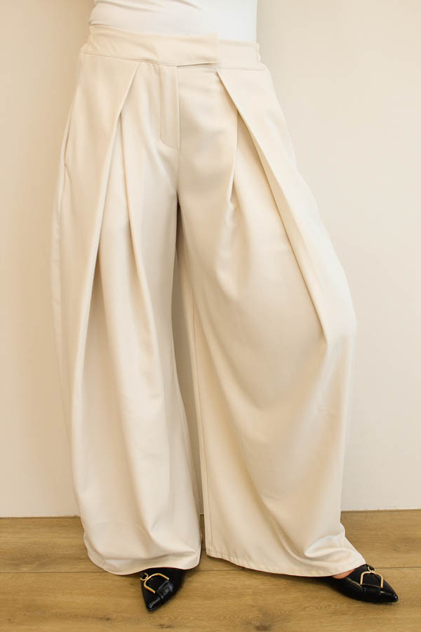 Pantalon plooi beige | Elisa - Afbeelding 2