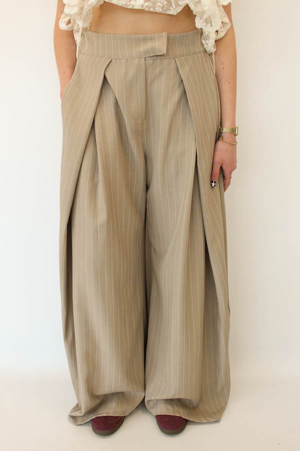 Pantalon plooi beige | Monica