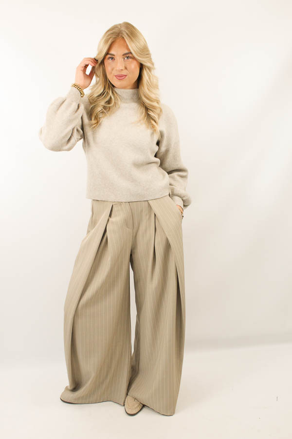 Pantalon plooi beige | Monica - Afbeelding 2
