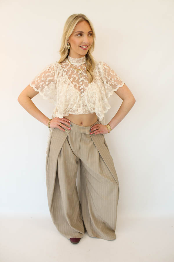 Pantalon plooi beige | Monica - Afbeelding 2