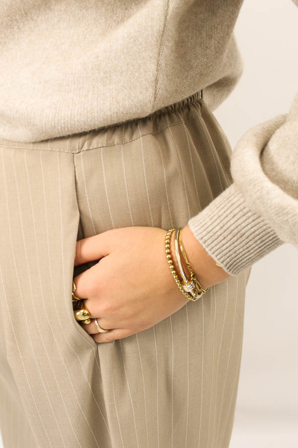 Pantalon plooi beige | Monica - Afbeelding 4
