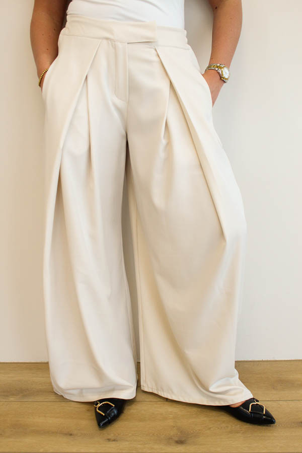 Pantalon plooi beige | Elisa