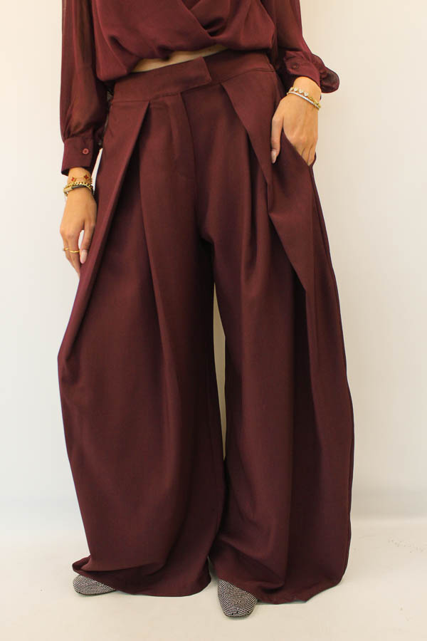 Pantalon plooi bordeaux | Elisa