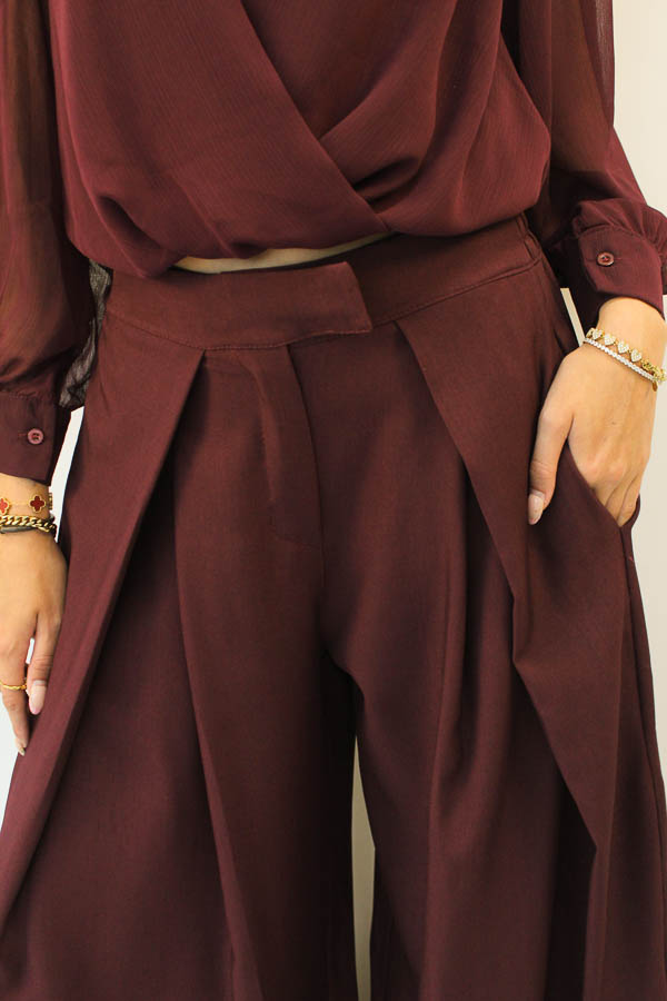 Pantalon plooi bordeaux | Elisa - Afbeelding 3