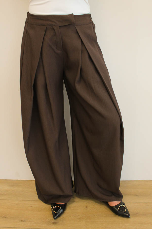 Pantalon plooi bruin | Elisa - Afbeelding 3