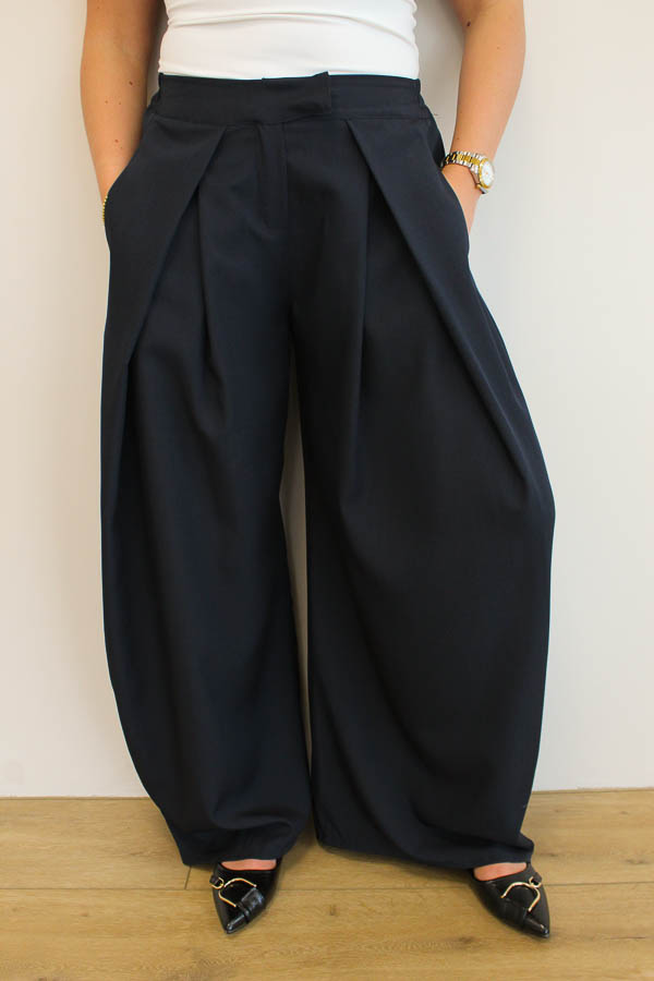 Pantalon plooi navy | Elisa