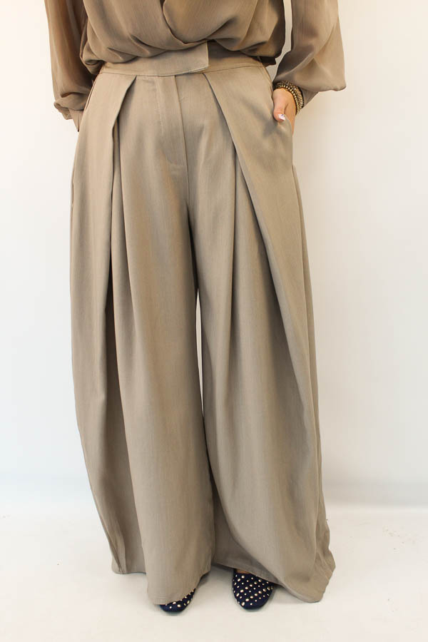 Pantalon plooi zand | Elisa