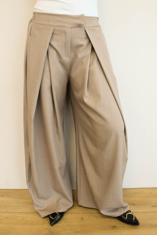Pantalon plooi zand | Elisa
