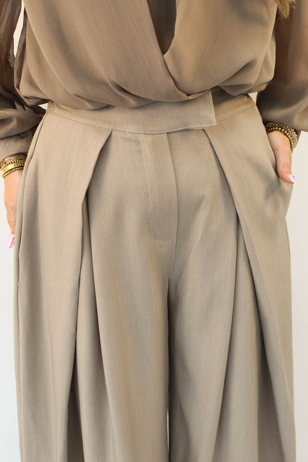 Pantalon plooi zand | Elisa - Afbeelding 3