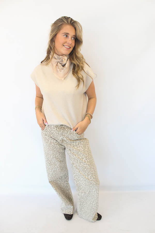 Panter jeans beige | Sofie - Afbeelding 1