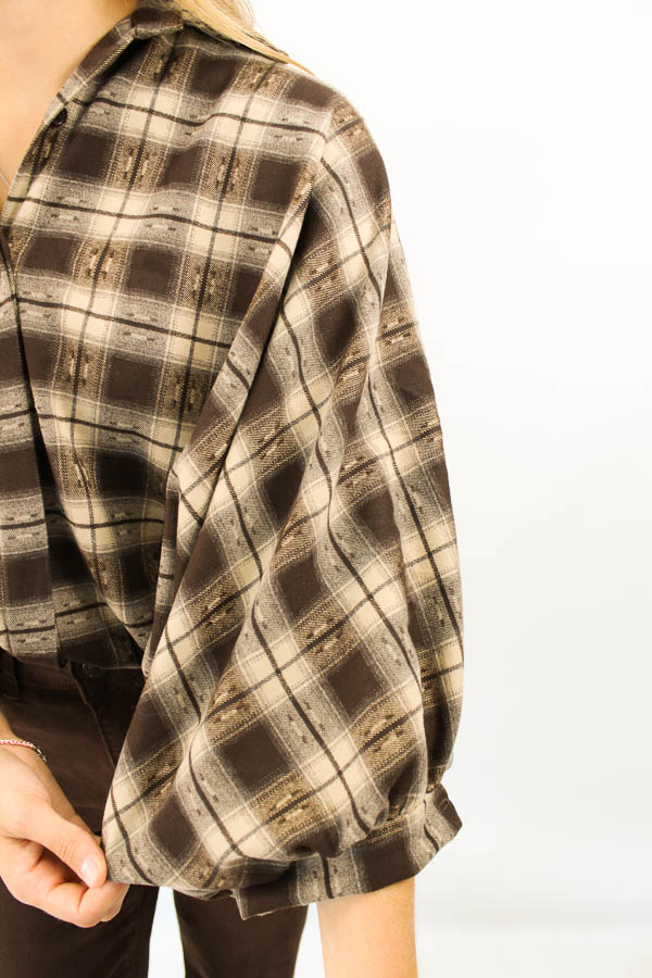 Pofmouw blouse bruin | Lisse  - Afbeelding 4