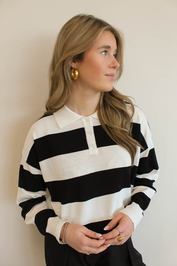 Polo long sleeve zwart | Lies