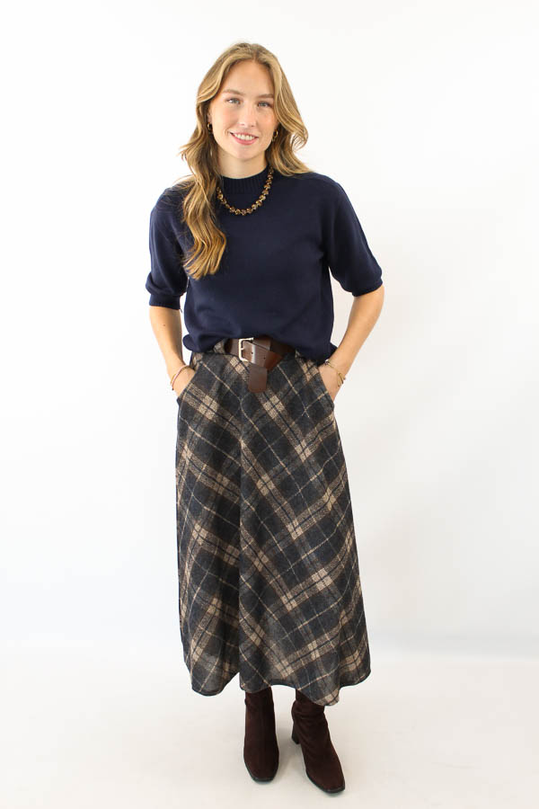 Rok ruiten print navy | Hetty - Afbeelding 3