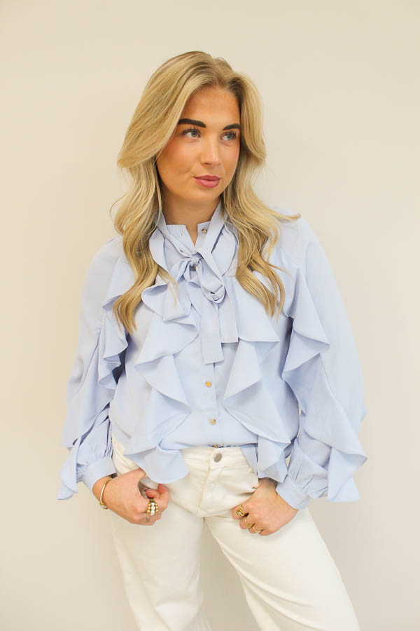 Ruffel blouse blauw | Zara