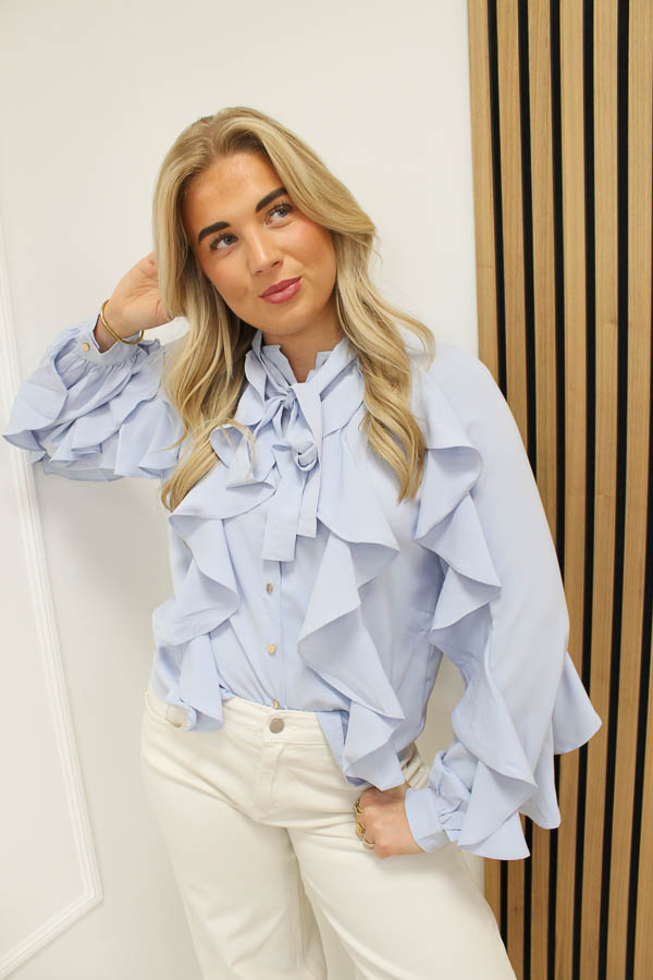 Ruffel blouse blauw | Zara - Afbeelding 2