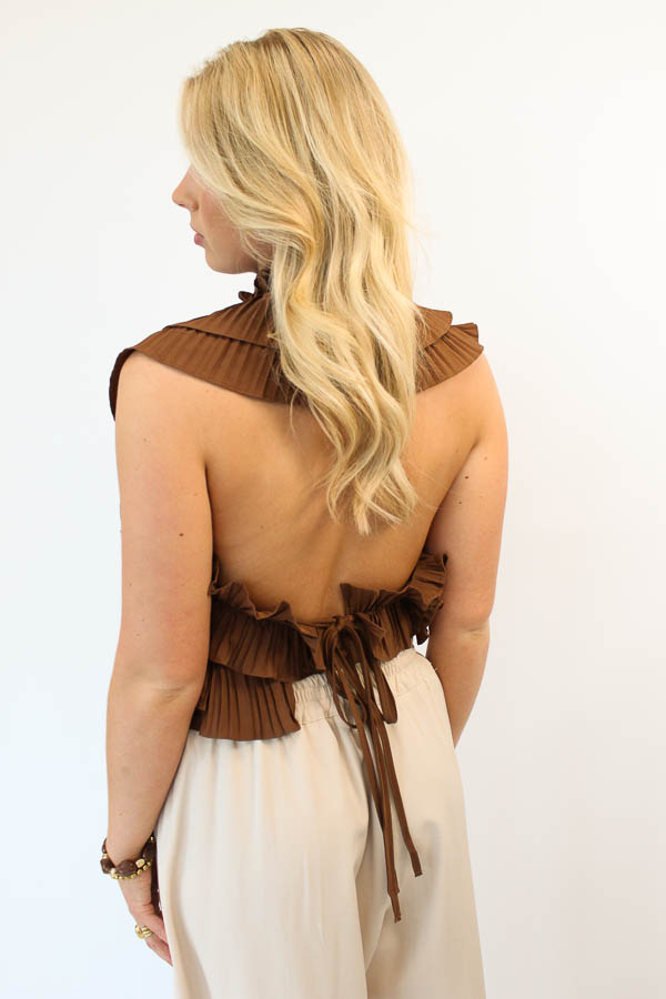 Ruffel top bruin | Tess - Afbeelding 3