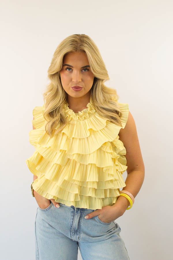 Ruffel top geel | Tess