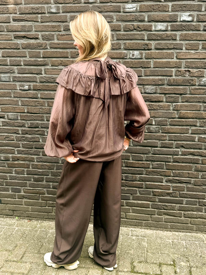 Ruffle blouse bruin | Olivia  - Afbeelding 4