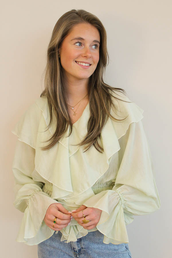 Ruffle blouse mint | Olivia - Afbeelding 3