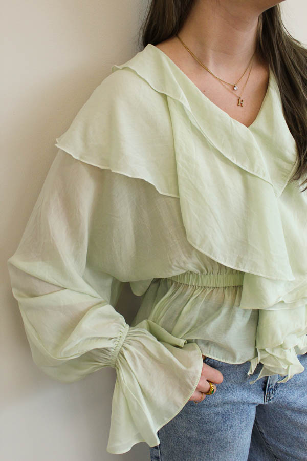 Ruffle blouse mint | Olivia
