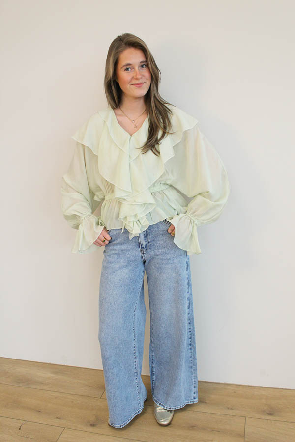 Ruffle blouse mint | Olivia - Afbeelding 2