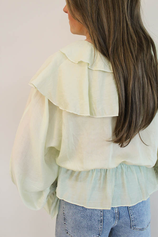 Ruffle blouse mint | Olivia - Afbeelding 4