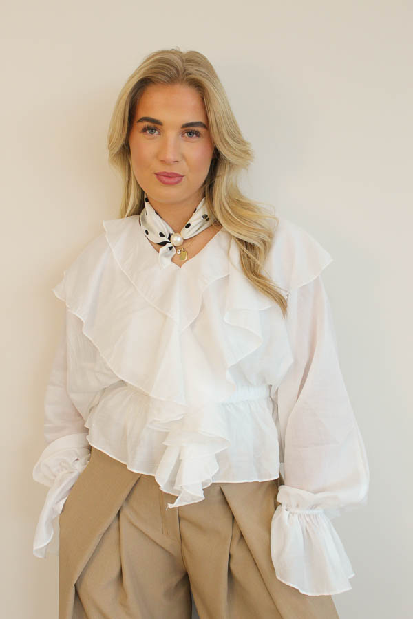 Ruffle blouse wit | Olivia - Afbeelding 2
