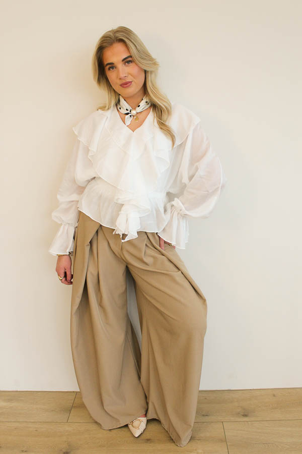 Ruffle blouse wit | Olivia - Afbeelding 3