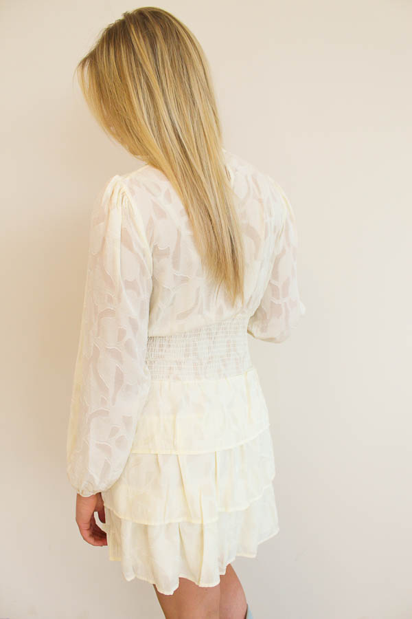  Ruffle jurk ecru | Feline - Afbeelding 3