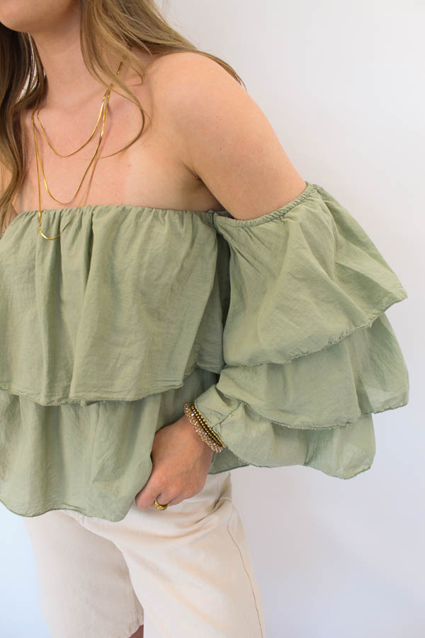 Ruffle top khaki | Merlin - Afbeelding 2