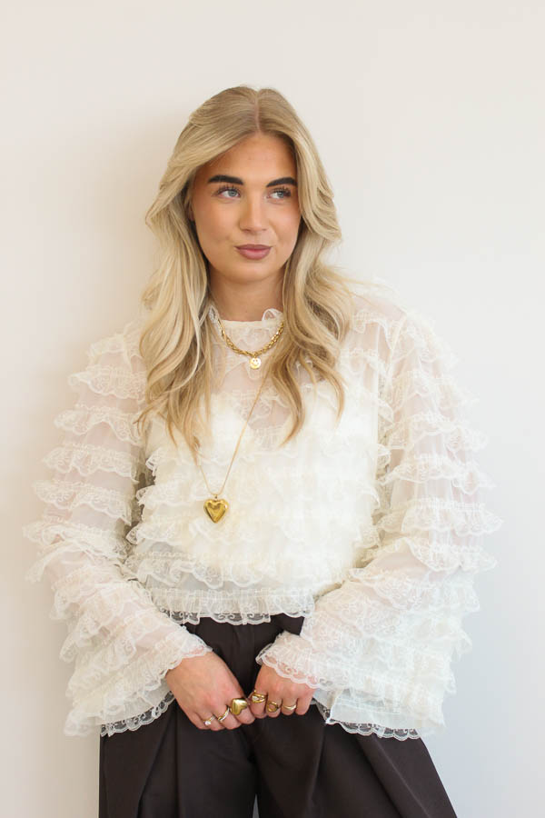 Ruffles blouse beige | Mira