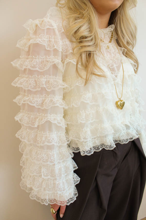 Ruffles blouse beige | Mira - Afbeelding 3