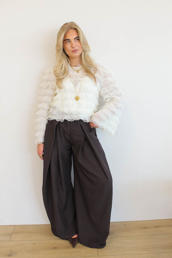 Ruffles blouse beige | Mira - Afbeelding 2