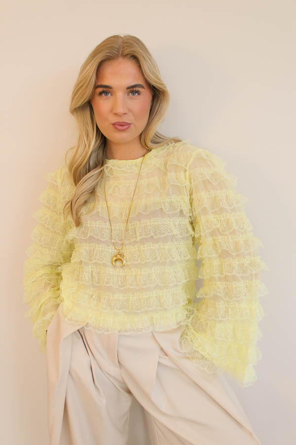 Ruffles blouse geel | Mira