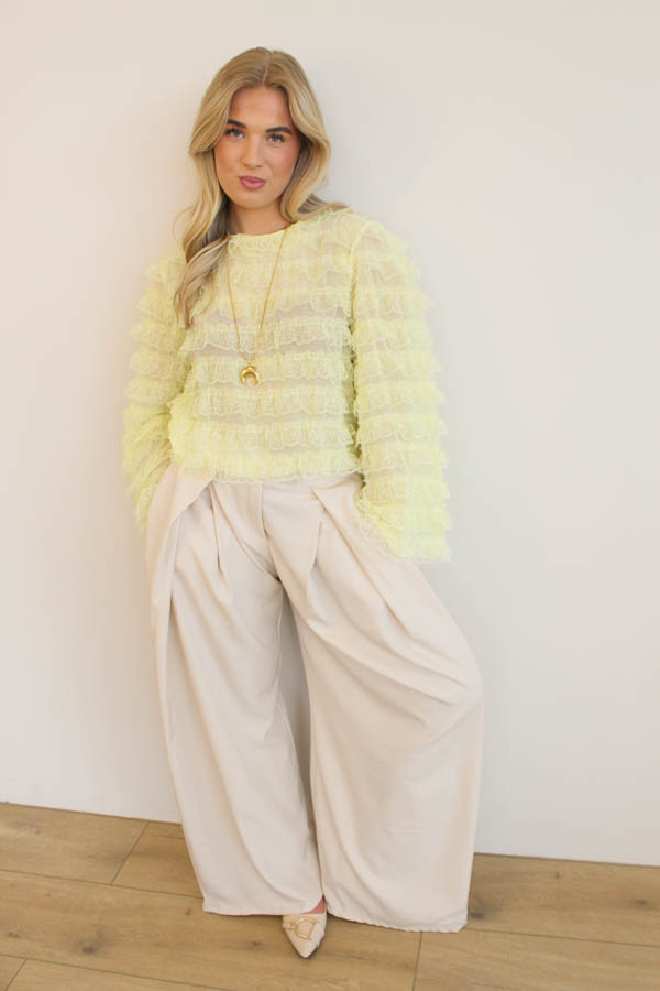 Ruffles blouse geel | Mira - Afbeelding 2