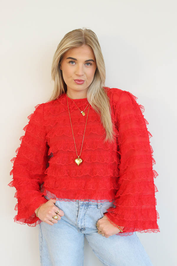 Ruffles blouse rood | Mira