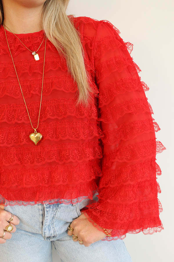 Ruffles blouse rood | Mira - Afbeelding 2