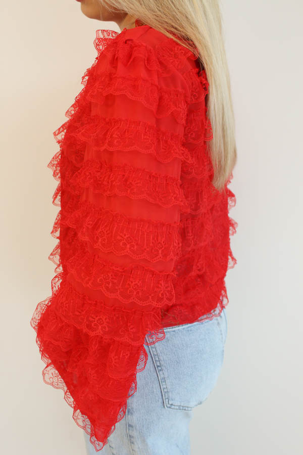 Ruffles blouse rood | Mira - Afbeelding 3