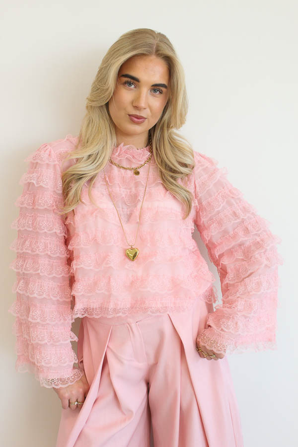 Ruffles blouse roze | Mira