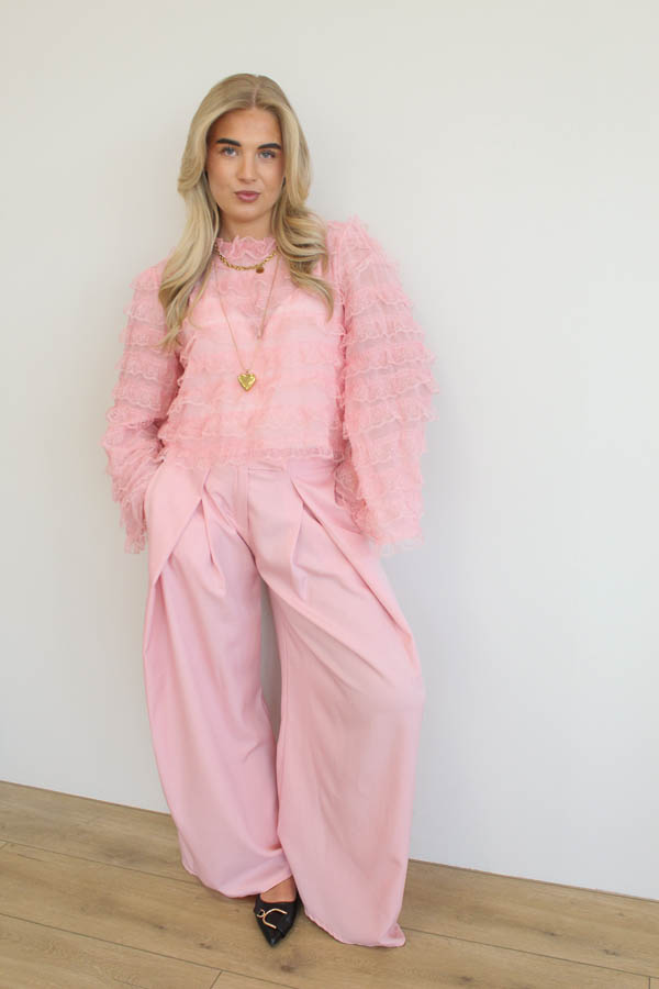 Ruffles blouse roze | Mira - Afbeelding 3