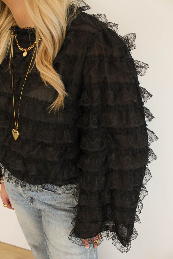 Ruffles blouse zwart | Mira  - Afbeelding 3