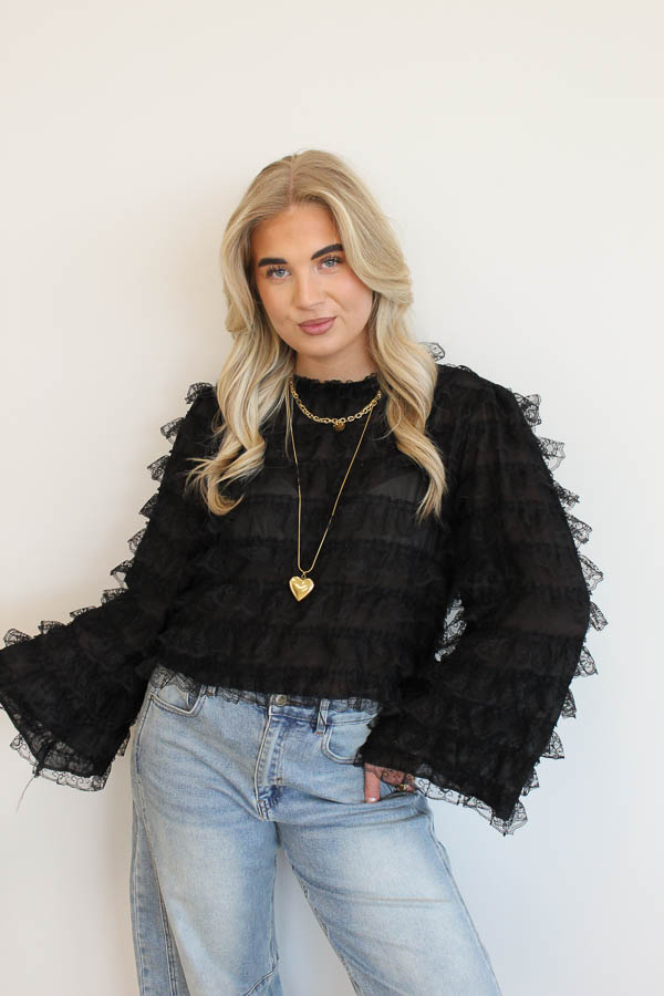 Ruffles blouse zwart | Mira  - Afbeelding 2