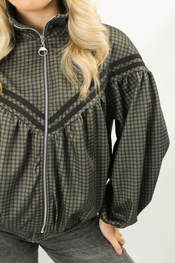 Ruit bomber jasje army | Romy - Afbeelding 3