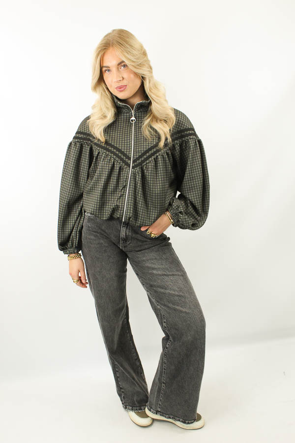 Ruit bomber jasje army | Romy - Afbeelding 2