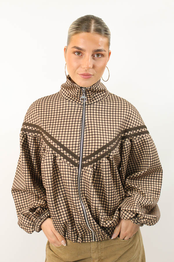 Ruit bomber jasje beige | Romy