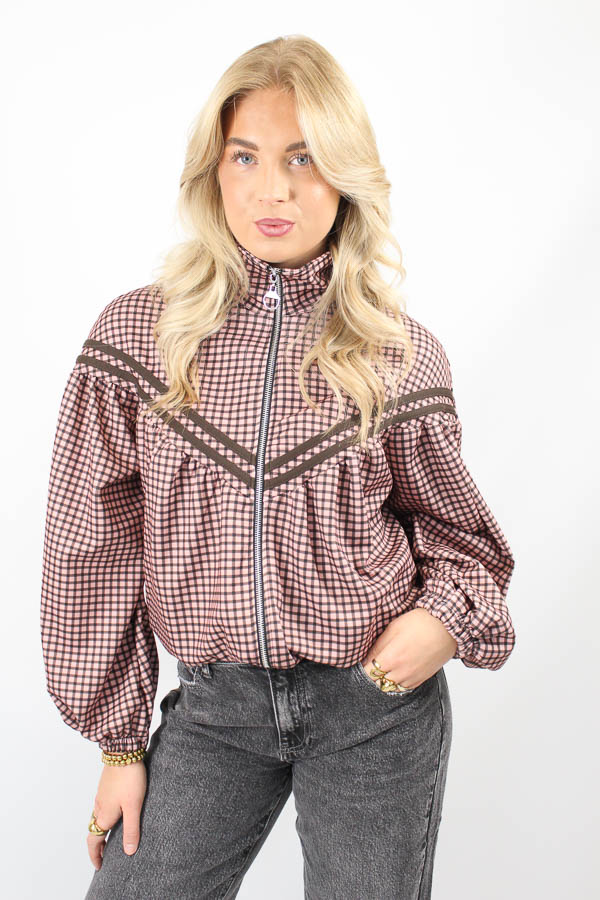 Ruit bomber jasje roze | Romy