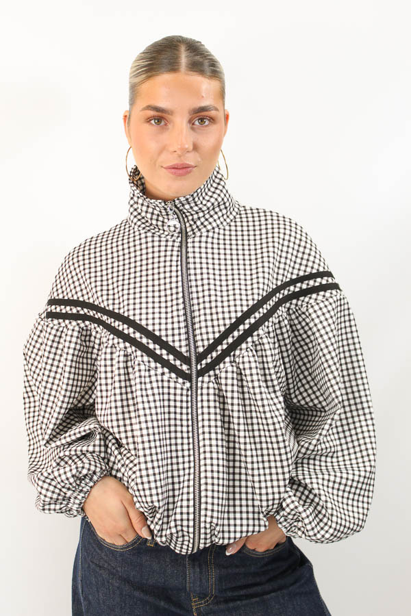 Ruit bomber jasje wit | Romy 